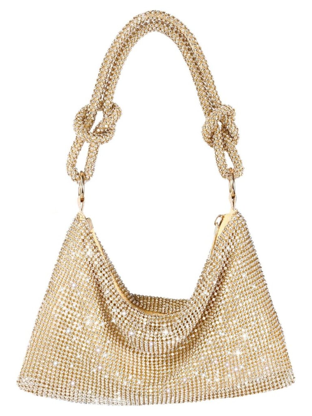 Rhinestone Clutch Sparkly Evening Bag with Shoulder Strap Zipper Closure